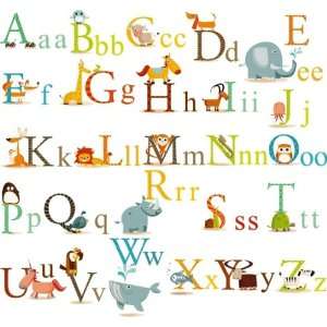  Animals Alphabet Baby Nursery Peel & Stick Wall Sticker 