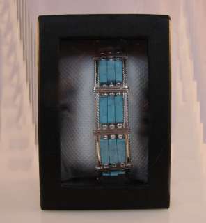 Sterling Silver Blue Turquoise Triple Layered Bracelet  