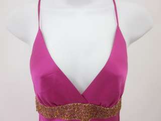 JULIE BROWN Hot Pink Silk Spaghetti Strap Dress Size P  