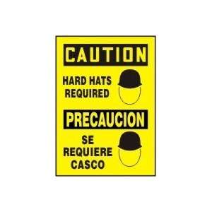 HARD HATS REQUIRED (W/GRAPHIC) (BILINGUAL) Sign   14 x 10 .040 