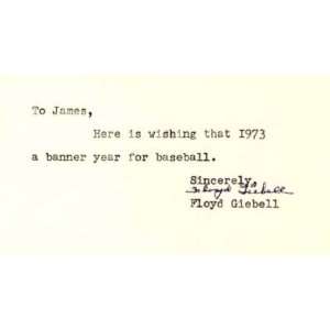 Floyd Giebell Autographed / Signed 3x5 Card  Sports 