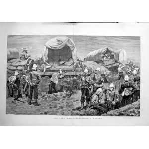  1879 Zulu War Entrenching Laager Soldiers Waggons