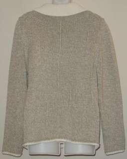 BLUE WILLIS Taupe/Ivory Cotton Knit Cardigan Sweater Sz L new/nwt $ 