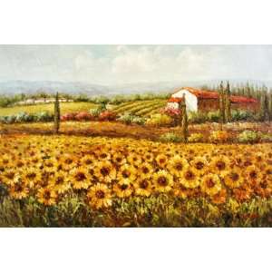  Art Tuscany Tuscan Sunflowers Landscape Oil Painting 