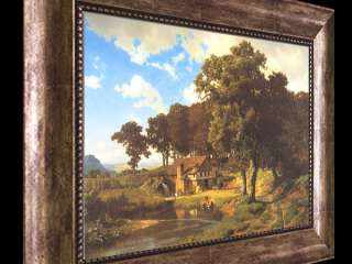 BIERSTADT A RUSTIC MILL X LARGE FRAMED CANVAS REPRO  