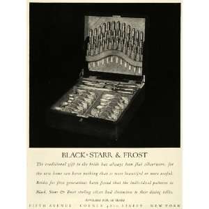  1925 Ad Black Starr Frost Sterling Silverware Box Sets 