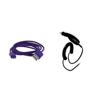 EMPIRE HTC EVO Design 4G 3 1/2 USB Data Cable (Purple) + Car Charger 