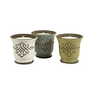  Set of 3 Country White, Blue & Green Louise Ceramic 