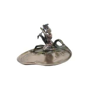 10.5 inch Bronzehue Plate with Fairy under a Blue Narcissus Bloom