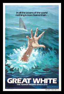 GREAT WHITE * 1SH ADV ORIG MOVIE POSTER SHARK JAWS 1982  