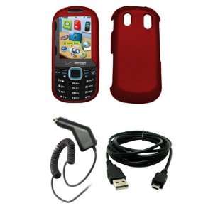  Red Rubberized Snap On Cover Case + Car Charger (CLA 