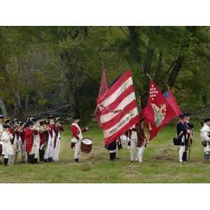 American Army Reenactors with the Rattlesnake Flag at Yorktown 