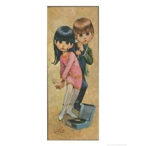  Boy and Girl with Big Eyes Dancing Giclee Poster Print 