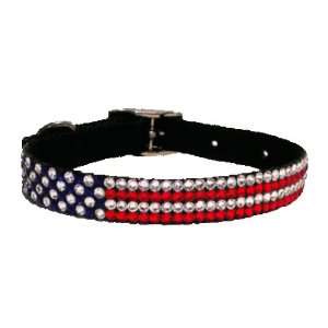  Swarovski Crystal Dog Collar American Flag Patriotic 12 