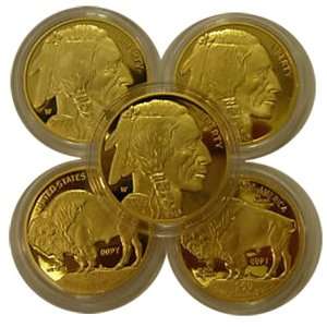    Lot of 5   2009 $50 Buffalo Gold Replica Coins 