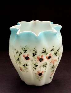 Victorian Mt.Washington Satin Hand Painted Glass Vase  