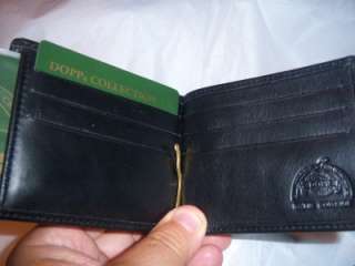 Mens black Leather Dopp Gold Moneyclip Wallet,  