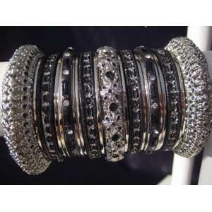 Indian Bridal Collection Panache Indian Black Bangles Set in Silver 
