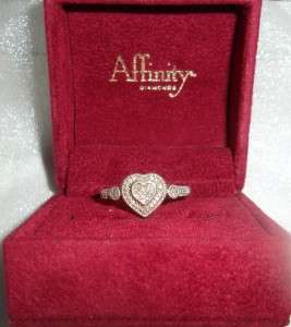 AFFINITY DIAMOND RING~HEART DESIGN~SZ 9~STERLING~ORIG.BOX~ A GREAT 