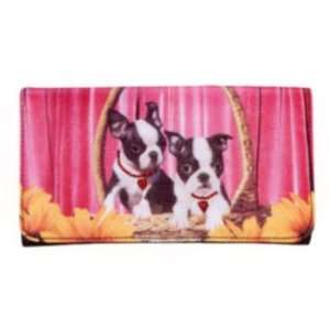 Boston Terrier Puppies Wallet & Checkbook Cover