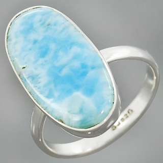 Natural Dominican Larimar Gemstone 925 Sterling Silver Ring S. 7 