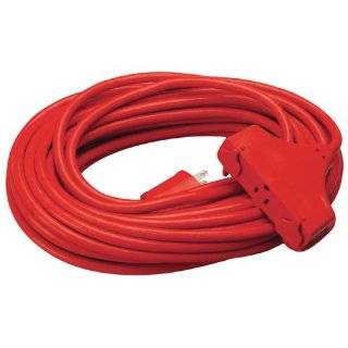 Coleman Cable 04218 14/3 SJTW Vinyl Outdoor Extension Cord, Red, 3 