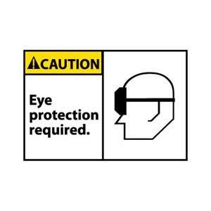   Caution, Eye Protection Required , 3 X 5, Pressure Sensitive Viny