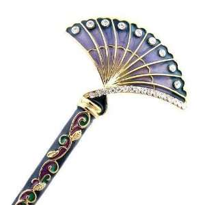   LUX Vintage Style Swarovski Rhinestone Fan Hair Stick Lilac Beauty