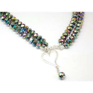    Kleshna Fab Vintage Haematite Crystal Heart Necklace Jewelry