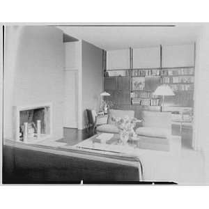   York City. View towards fireplace and bookcase 1950