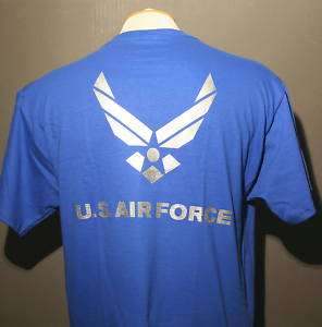 US AIR FORCE T SHIRT ROYAL NAVY BLUE   WING SYMBOL  