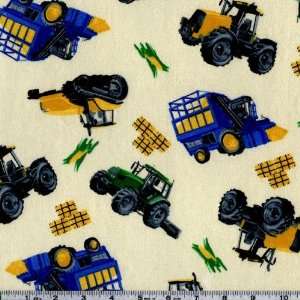  45 Wide Flannel Tractors Ivory Fabric By The Yard Arts 