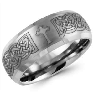   Celtic Design with Cross Tungsten Wedding Band Ring for Men   Size 11