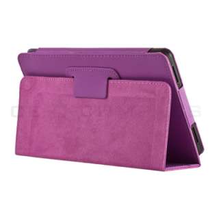 Purple PU Leather Folio Cover Case Stand for  Kindle Fire  