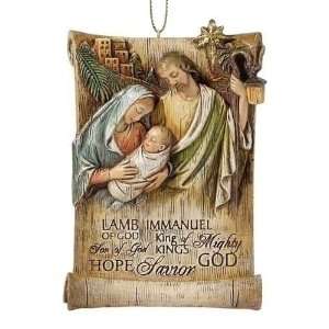   Holy Family & Jesus Names Christmas Scroll Ornaments