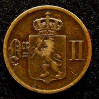 Norway 1876 Ore Coin KM 352  