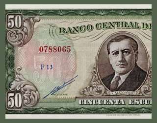 50 ESCUDOS Banknote of CHILE 1962 75   ALESSANDI   UNC  