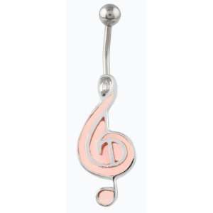  925 Sterling Silver Musical G Clef Belly Ring Jewelry