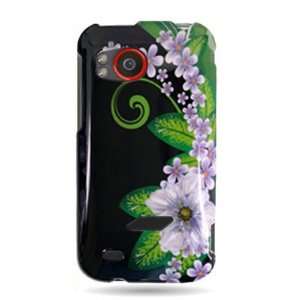 WIRELESS CENTRAL Brand Hard Snap on Shield With GREEN FLOWER Design 