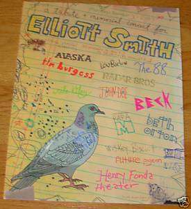 ELLIOTT SMITH concert gig poster 11 3 03 Los Angeles  