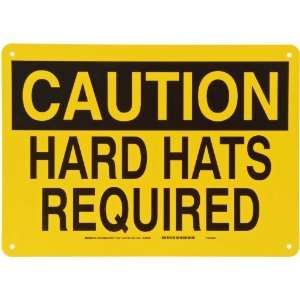   Yellow Color Confined Space Sign, Legend Caution Hard Hats Required