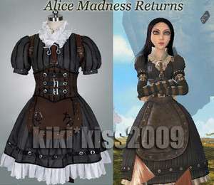   Lolita Punk Gray Dress Alice Madness Returns Cosplay Custom made