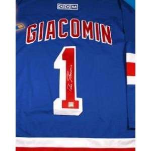  Eddie Giacomin Autographed Hockey Jersey (New York Rangers 