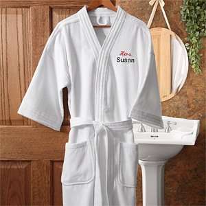  Hers Embroidered Velour Spa Robe   His and Hers Design 