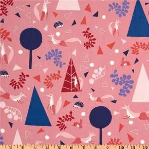  44 Wide Outfoxed Foxes Pink Lemonade Fabric By The Yard 