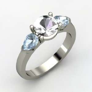  Triad Ring, Round Rock Crystal Sterling Silver Ring with 
