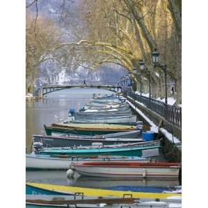  Boats Along Canal du Vasse, Annecy, Haute Savoie, France 