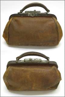 Vintage Leather Doctor / Veterinarian Vet Bag or Satchel, Pre 1950s 