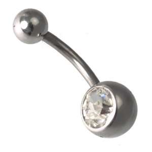 Birthday April Silver Crystal Belly Bar