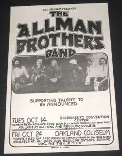 Allman Brothers* Signed Randy Tuten Poster Orig 1975*  